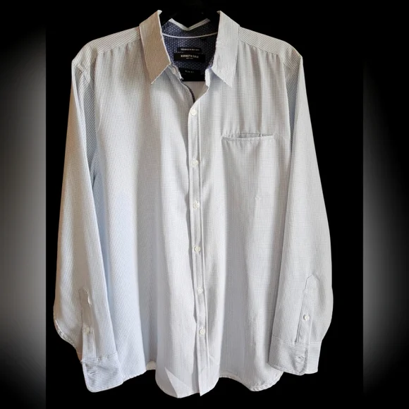 Kenneth Cole New York | Shirts | Kenneth Cole Slim Fit Mens Lg White Blue  Print Long Sleeve Button Up Shirt | Poshmark